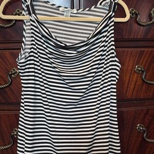 Kenneth Cole Black and White Striped Tank Top